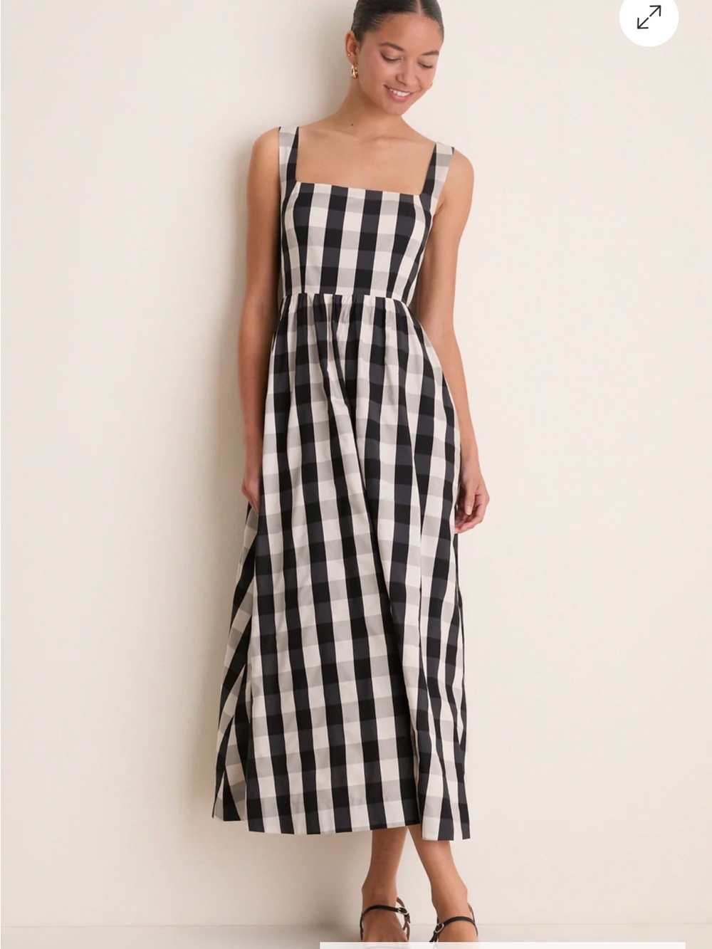 Tuckernuck Black and White Gingham Square-Neck Maxi Dress